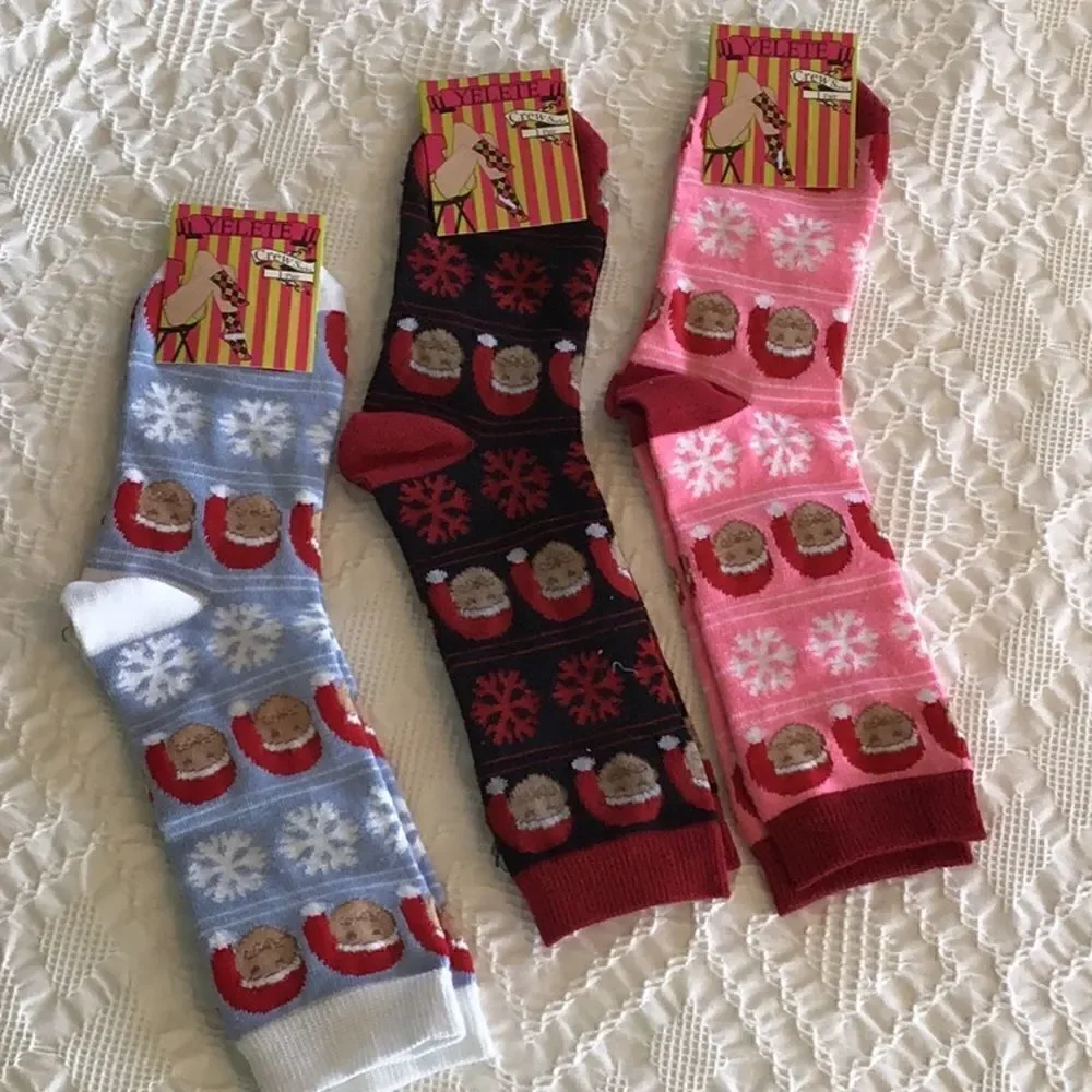 Bundle of Christmas Cats Socks in red/Pink, Black/Red and Blue/White NEW